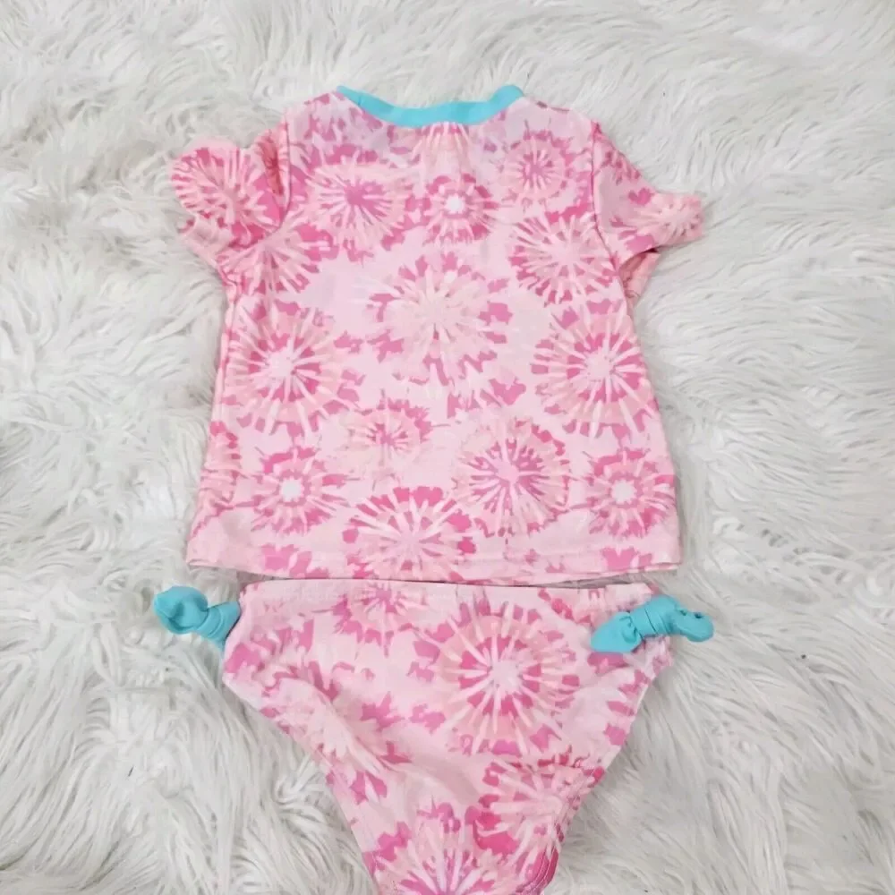 Floatimimi Pink Tie Dye Toddler Girl Size 2t Swimsuit Rashguard And Bottoms